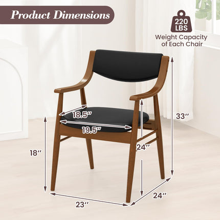 Dreamade Wooden Dining Chairs Set of 2/4, PU Leather Upholstered Kitchen Chairs w/Padded Seat & Back