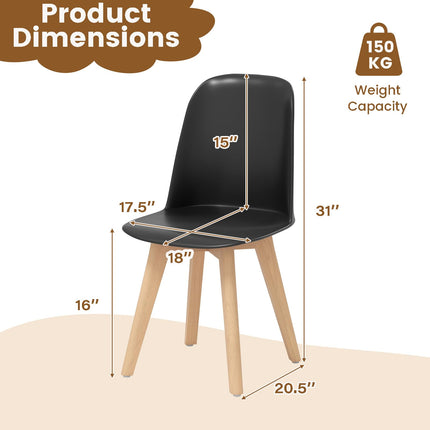 Dreamade Modern Dining Chairs Set of 2/4 Armless Kitchen Chair w/Solid Beech Wood Legs