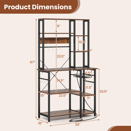 Dreamade 6-Tier Large Bakers Rack with Power Outlet