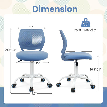 Dreamade Kids Desk Chair, Children Armless Study Chair with Adjustable Height, for Girls Boys Teens
