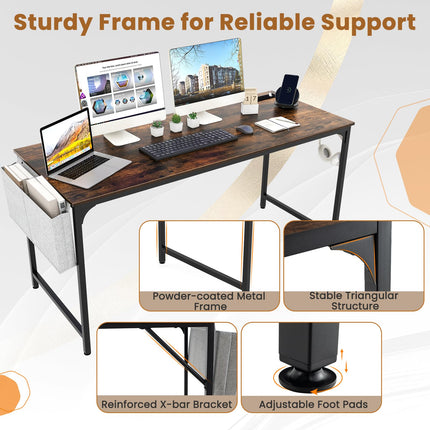Dreamade 30 FT Conference Table with Charging Station, 60" x 24" Rectangular Large Meeting Room Desk with Storage Bag & Hook