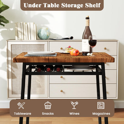 Dreamade 3-Piece Dining Table Set, Kitchen Table Chairs Set with Dinner Table, Storage Rack, Metal Frame