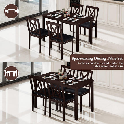 Dreamade 5-Piece Dining Table Set for 4, 47" Rectangular Kitchen Table & 4 Chairs
