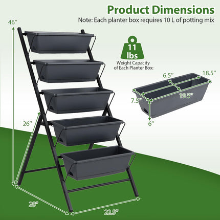 Dreamade 5-Tier Vertical Garden Planter Set 1/2 Raised Garden Bed w/Drainage