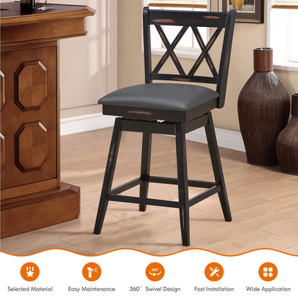 Dreamade Bar Stool with Foot Rest Upholstered Cushion & Ergonomic Backrest