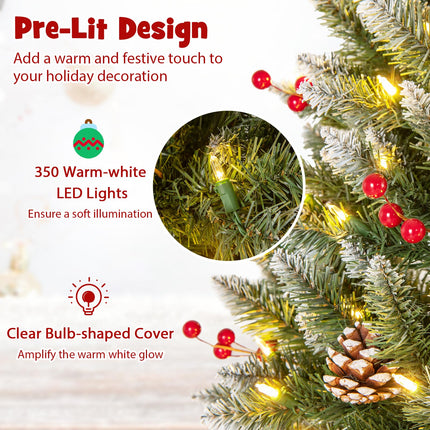 DREAMADE 7 FT Pre-Lit Artificial Christmas Tree, Slim Pencil Tree w/ 818 Branch Tips