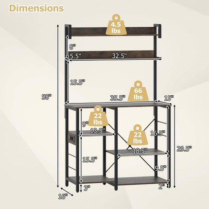 Dreamade Bakers Rack with Power Outlet and LED Lights