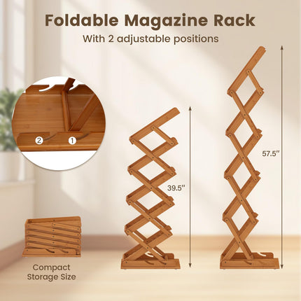 Dreamade Foldable Bamboo Magazine Rack with 2 Adjustable Positions