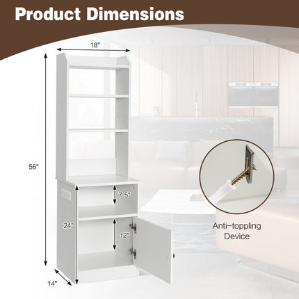 Dreamade Nightstand with Charging Station - 55" Tall Bedside Table