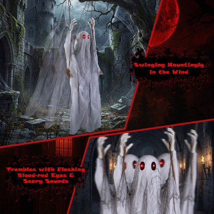 DREAMADE 6.6FT Halloween Hanging Ghost w/Red Eyes