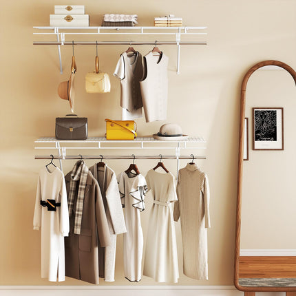 Dreamade 4 ft x 12” Metal Wire Storage Shelf & Clothes Rod Organizer