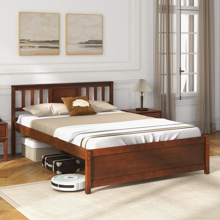 Dreamade Solid Wood Platform Bed Frame, Mid Century Full Bed Frame with Headboard