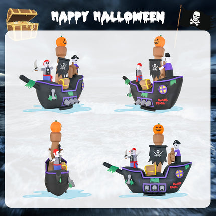 DREAMADE 7 FT Inflatable Halloween Pirate Ship for Outdoor Yard