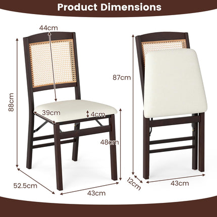 Dreamade Folding Dining Chairs Set of 2/4 Rubber Wood Chairs with Linen Padded Seat