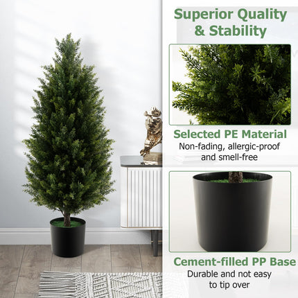 Dreamade 3FT Artificial Topiary Cedar Tree, Faux Potted Plants Artificial Cypress Tree with Cement Plastic Pot