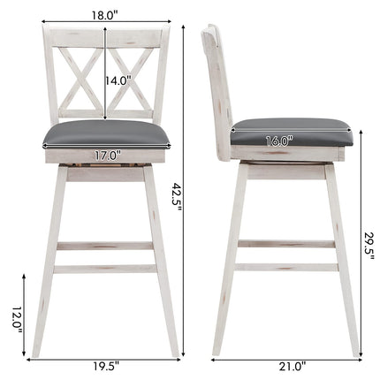 Dreamade Bar Stool with Foot Rest Upholstered Cushion & Ergonomic Backrest