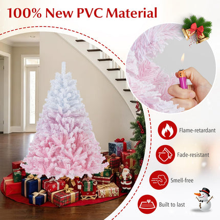 Dreamade Pink Gradient & White Snow Flocked Christmas Tree | Home Office Decoration