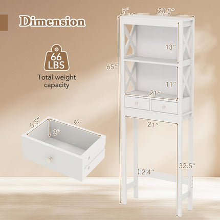 Dreamade Over The Toilet Storage Cabinet, 65" Tall Freestanding Bathroom Organizer with Open Shelves