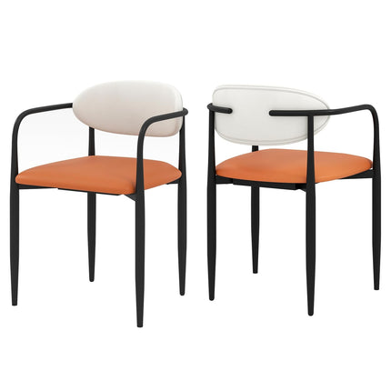 Dreamade Modern Dining Chairs Set of 2/4 Faux Leather Upholstered Kitchen Chairs with Orange Padded Seat