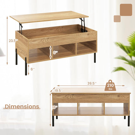 Dreamade Lift Top Coffee Table - Living Room Center Table with Lifting Tabletop, Natural