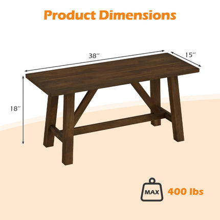 Dreamade 38" Wooden Dining Bench Farmhouse Entryway Bench with Rubber Wood Frame