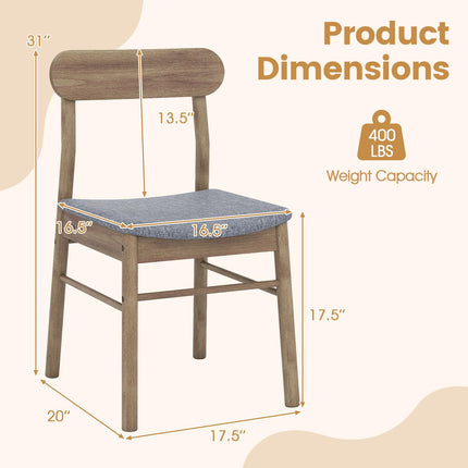 Dreamade Fabric Upholstered Kitchen Chairs with Rubber Wood Frame and Padded Curved Seat