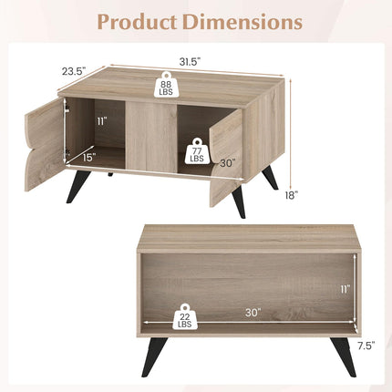 Dreamade Farmhouse Accent Modern Coffee Table with Storage for Living Room Bedroom
