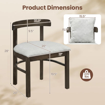 Dreamade Wood Dining Chairs Set of 2/4 w/Removable Pillow