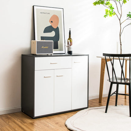 Dreamade Buffet Cabinet with Storage, 3 Door Kitchen Cupboard with Large Drawer, Adjustable Shelf