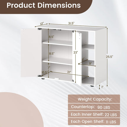 Dreamade Wood Shoe Cabinet with Doors with 3-Level Adjustable Open Shelves
