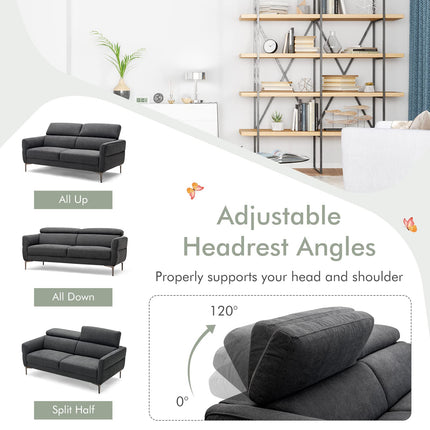 Dreamade Couch, Upholstered Loveseat with Lift-up Headrest and Metal Legs