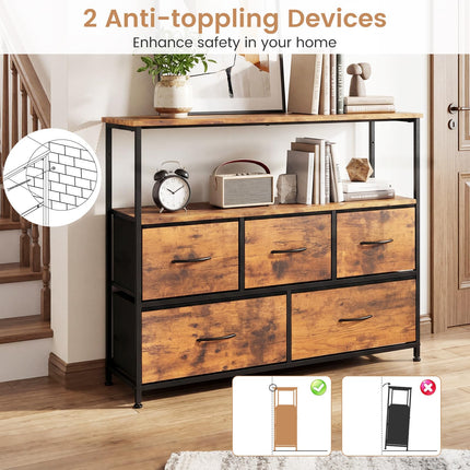 Dreamade TV Stand for 45 Inch TV | 5 Fabric Drawer Entertainment Center with Open Shelf