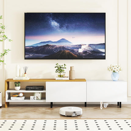 Dreamade Modern TV Stand for 80 Inches TVs with Storage Shelves and Cabinets