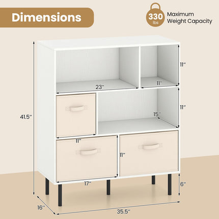 Dreamade 6-Cube Bookshelf 3-Tier White Bookcase