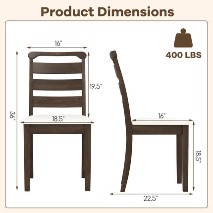 Dreamade Wooden Dining Chairs Set of 2/4, Upholstered Kitchen Chairs w/Rubber Wood Frame, Padded Seat