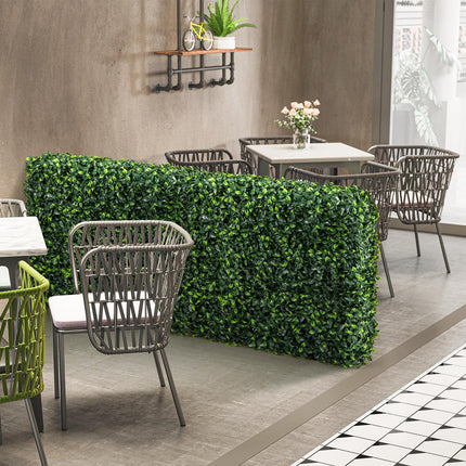Dreamade Artificial Boxwood Hedge Wall, Faux Grass Wall with PE Leaves and Aluminum Frame