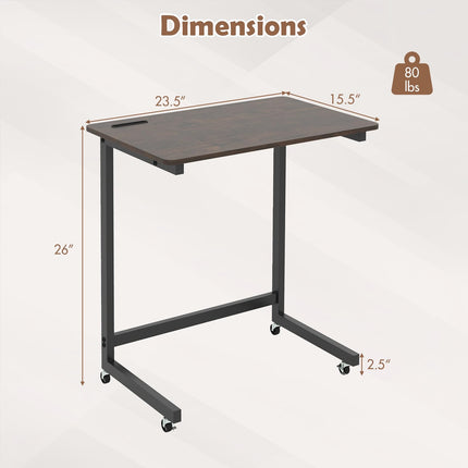 Dreamade C-Shaped End Table with Wheels for Living Room Bedroom