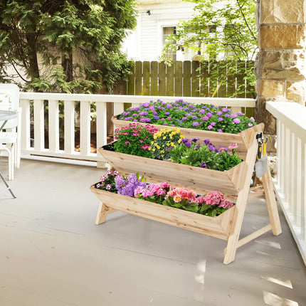 Dreamade Raised Garden Bed, Vertical Planter with Storage Shelf (Natural)
