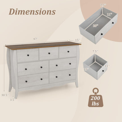 Dreamade Storage Cabinet with Foldable & Detachable Fabric Drawers, Anti-Tipping Kit, 47” x 15” x 30.5” Farmhouse Floor Cabinet