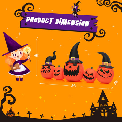 DREAMADE 5-Piece Inflatable Pumpkin Family Halloween Decoration w/LED Lights