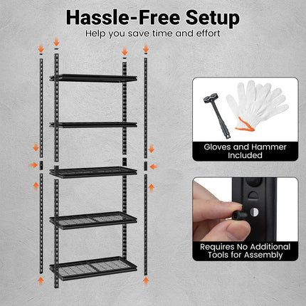 Dreamade 5-Tier Metal Storage Shelves(1/2/3/4,36" L x 18" W x 72" H)