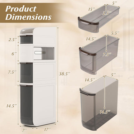 Dreamade 5-Tier Narrow Bathroom Storage Cabinet with Drawers and Tissue Box