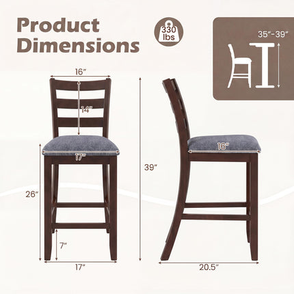 Dreamade 26 Inch Farmhouse Upholstered Wooden Barstools with Footrest (2/4)
