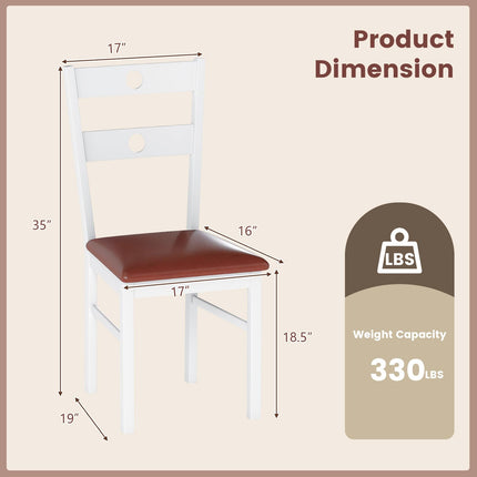 Dreamade PU Leather Upholstered Kitchen Chairs w/Hollowed Backrest & Padded Seat