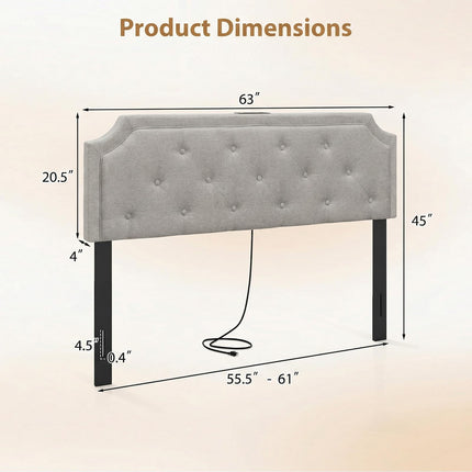 Dreamade Tufted Upholstered Head Board with 2 AC Outlets