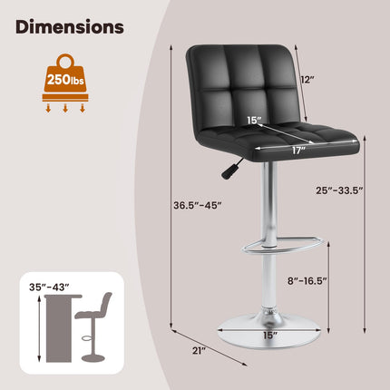Dreamade Swivel Bar Stools Set of 2/4, Upholstered Counter Height Bar Chairs with Back