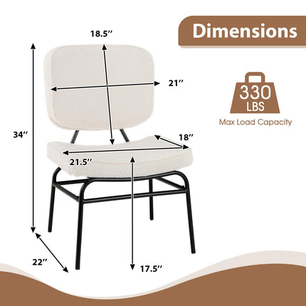 Dreamade Modern Armless Accent Chair - Sherpa Reading Chair with Sponge Padding