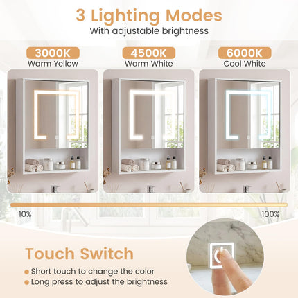 Dreamade 24"x18" Medicine Cabinet with Mirror and Lights