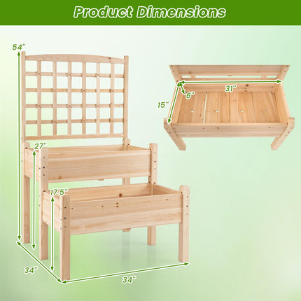 Dreamade 2-Tier Raised Garden Bed with Trellis for Climbing Plants