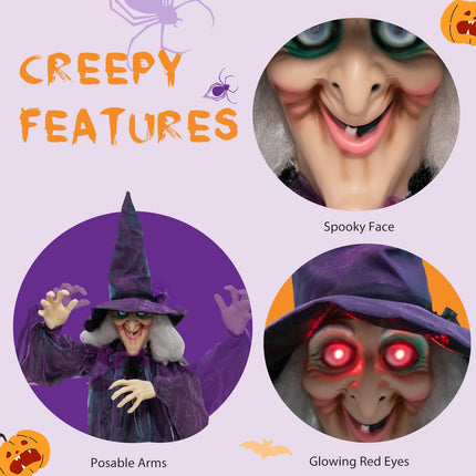 DREAMADE 6 FT Halloween Animatronic Hanging Sound Activated Witch
